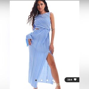 ASOS Blue Pleated Dress, Sz 14